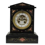 French Black Marble Mantle Clock, Circa 1880