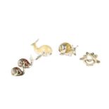 Collection (5) Sterling & Enamel Animal Miniatures