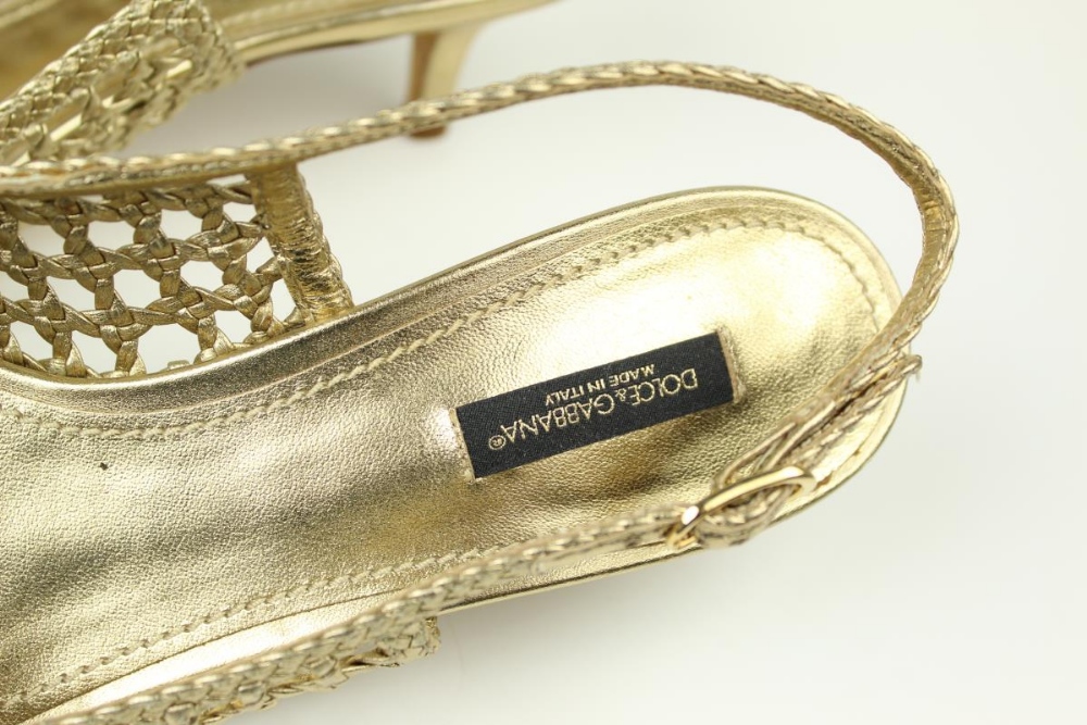 Dolce & Gabbana Gold Braided Slingback Pumps - Image 4 of 6