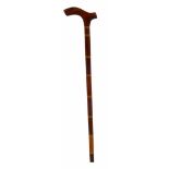 Inlaid Wood Cane with T-Handle