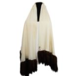 Fendi Cashmere White Shawl, w/ 50 Sable Tails