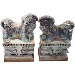 Pair of Monumental Chinese Bronze Foo Dogs