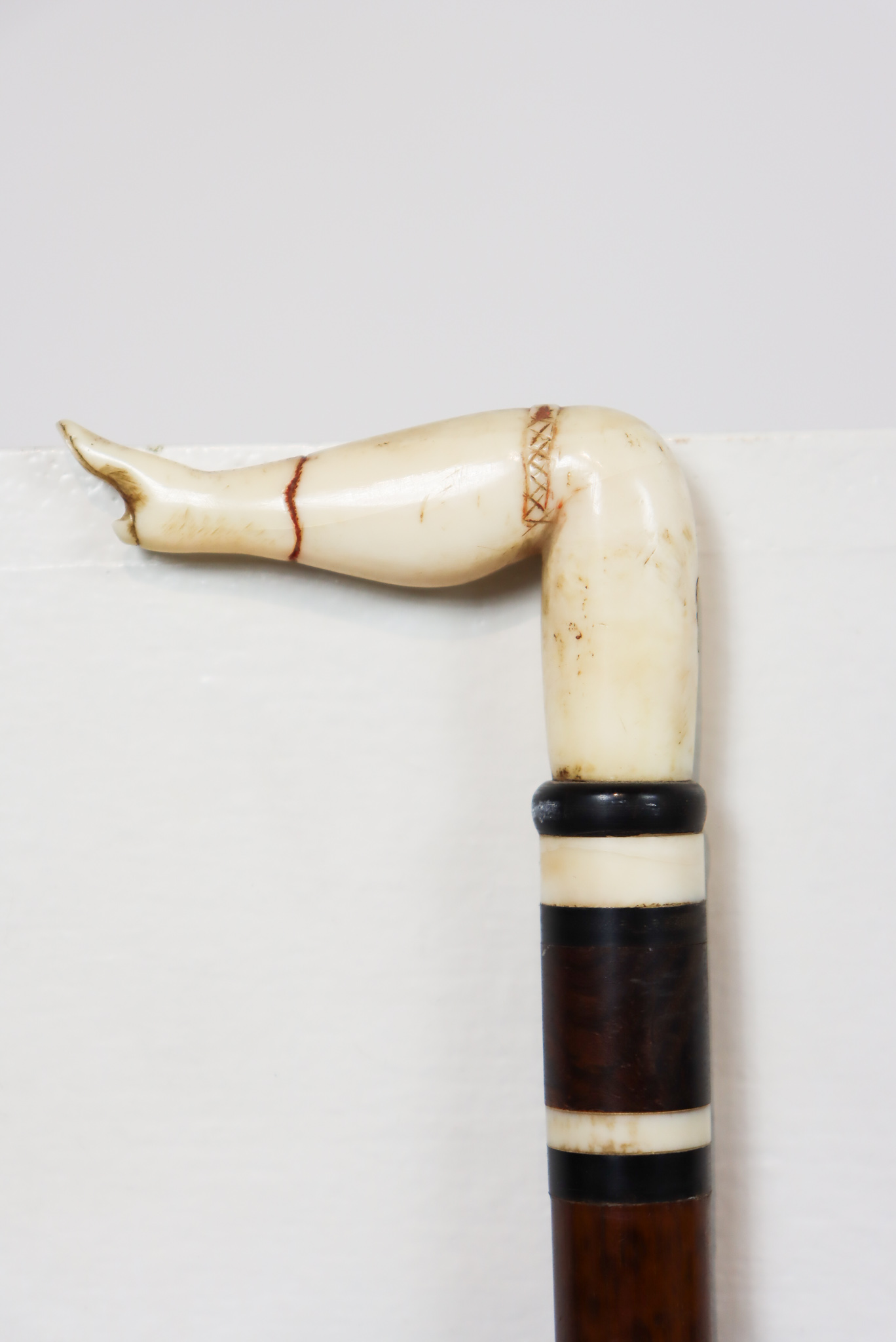 19th C. Whale Bone Boot Handle Cane - Image 6 of 7