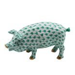 Herend Hungary Porcelain Pig Figurine