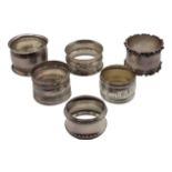 (6) Sterling Napkin Rings 3.57 ozt