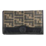 Fendi Zucca Italian Leather Bi-Fold Card Wallet