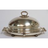 Armorial Silver Plated English Dome/Footed Tray