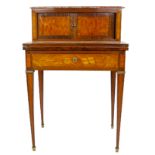 19th C French Inlaid Writing Desk, Marble Top