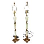 Pair of White Onyx and Bronze Wildwood Lamps