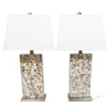 Pai of Mid-Century Modern Stone Mosaic Lamps