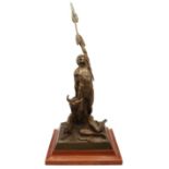 Bronze Figural Sculpture on Wooden Base