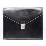 Fendi Italian Black Leather Portfolio