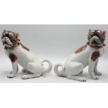 Important Rare Pair of Porcelain Dresden Pugs