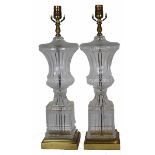 Pair of Stand Lamps, Colorless Glass