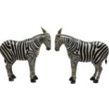 Pair of Large Carved Zebra Figures