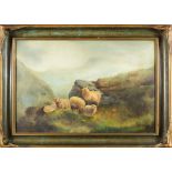 Antique Highland Sheep in a Landscape, Oil