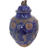 Large Blue Glazed Ginger Jar and Lid