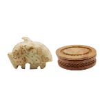 Chinese Carved Hard Stone Jewelry Box & Stone Seal