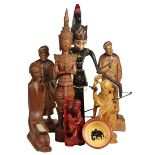 Group of (7) Wooden Figures of Various Origin