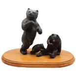 Bear Figures on Wooden Base