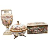 (3) French Capodimonte Style Porcelain Containers