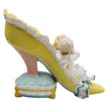 Porcelain Shoe with Cherubs Figurine