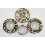 Group of (3) Rose Medallion Teacups and (3)Saucers