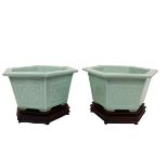 Pair of Chinese Celadon Porcelain Pots