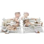 (2) German Seated Porcelain Figurines