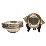 Silver "900" Dessert Bowls w Handles 36 OZT