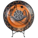 Southwestern Orange & Black Platter with Stand