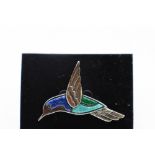 Zuni Hummingbird Pin, Inlaid Lapis & Turquoise