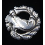 George Jensen Dove Sterling Silver Brooch, Denmark