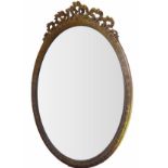 Monumental Oval Wall Mirror in Wooden Frame