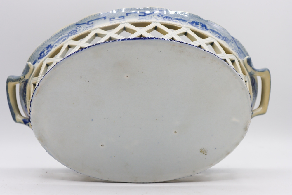 Blue and White Open Weave Porcelain Basket - Image 9 of 9