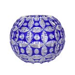 Cobalt Blue Cut Crystal Glass Bowl