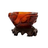 Chinese Amber Hand Brush Washer w/ Bug