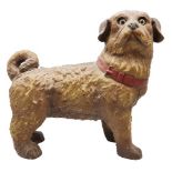 Early Rare Polychrome Dog Sculpture w/ Glass Eyes