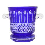 Cobalt Blue Cut Crystal Glass Vase