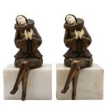 Pair of Vintage Pierrette Figurine Bookends