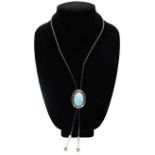 Sterling Silver and Turquoise Cabochon Bolo Tie