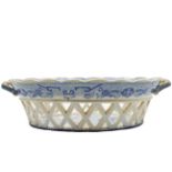 Blue and White Open Weave Porcelain Basket