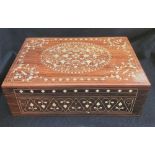 Indian Wood Box w/ Floral Inlaid Designs