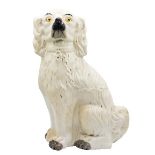 Antique Staffordshire Glazed Porcelain Dog