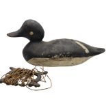 Antique Wooden Decoy Duck w/ Original Line