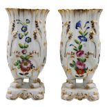 Pair of Painted Porcelain Flower Vases