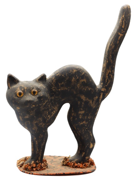 Early Vintage Halloween Papier-mache Cat, C. 1940s