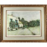 Color Lithograph of Country Home