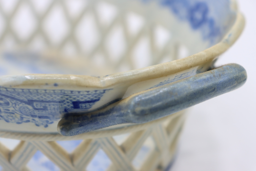 Blue and White Open Weave Porcelain Basket - Image 8 of 9