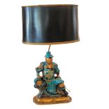 Antique Japanese Lamp with Amethyst and Jade Pull
